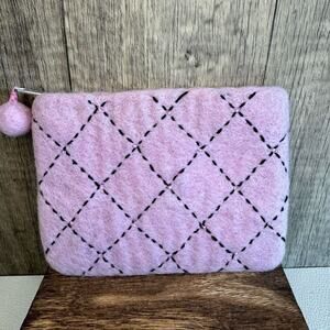 Felted Wool Pink Sparkly Coin Purse Wallet Key Holder Purse Charm New FAST SHIP